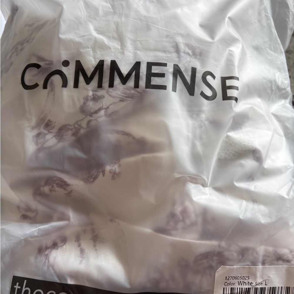 Commense White Maxi Dress with Lavender Floral Motif - Picture 5 of 10